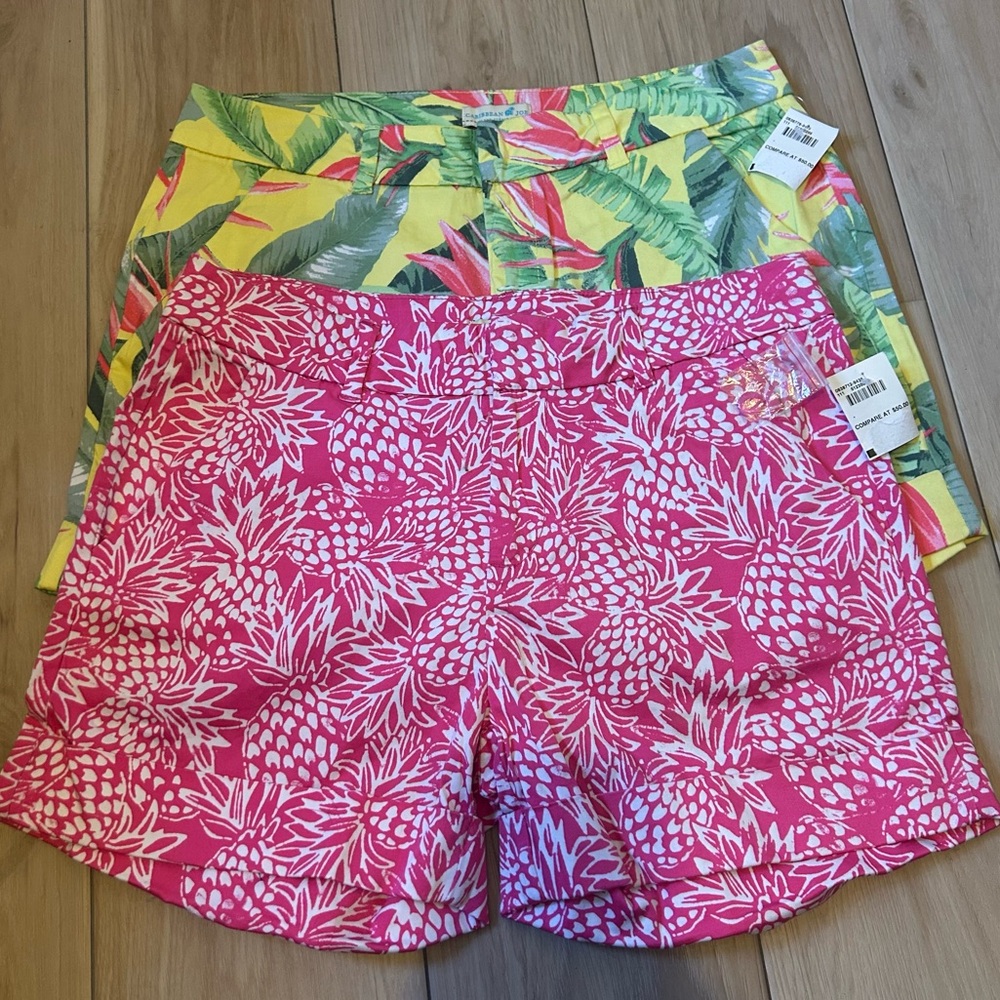 New Caribbean Joe Women’s Floral Tropical Print Shorts Bundle of 2 Size 6